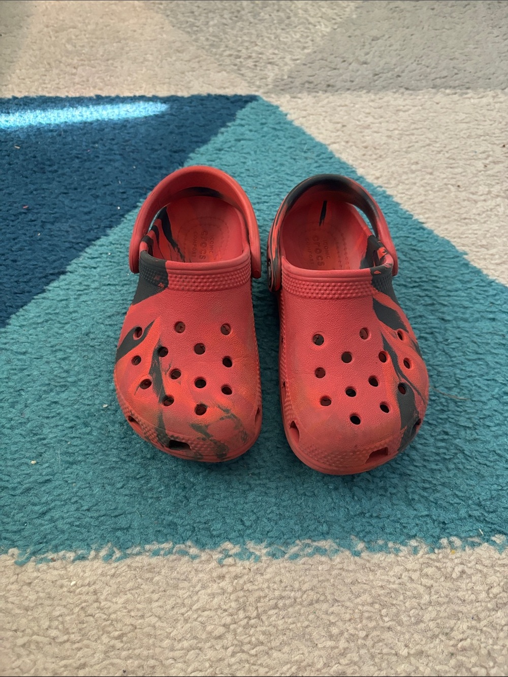 CROCS Kids' Red Water Shoes with Black Accent